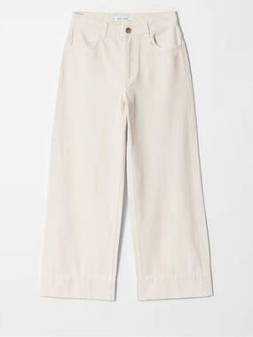 High-Rise Wide-Leg Jeans in Cream